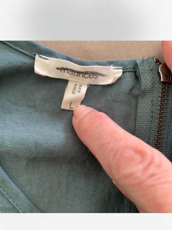 Coquette Office Cottage Grayish Green Cap Sleeve Scoop Neck Blouse size L - Picture 2 of 6